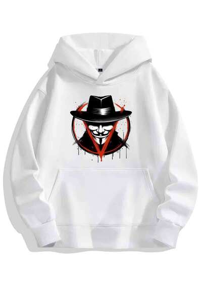 Cool mans Hanorac unisex cu glugă cu imprimeu V for Vendetta - Hanorac suprad...