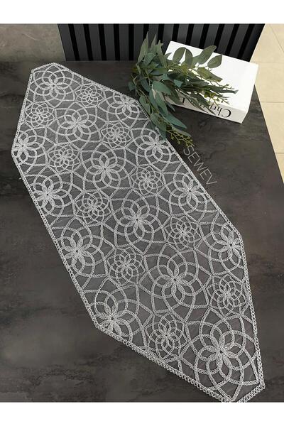 sewev Simli Runner Masa Örtüsü Sehpa Örtüsü (Gri)