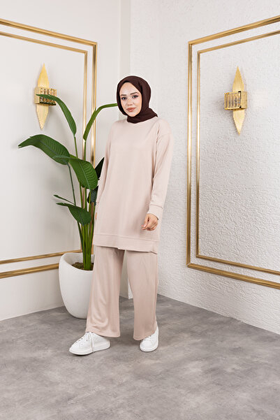 HİRA LİFE FASHİON Ženski komplet sa okruglim izrezom, jednostavan, od češljan...