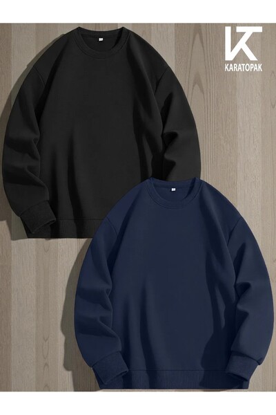 Karatopak 2'li επένδυση fleece Φούτερ με λαιμόκοψη oversized Unisex