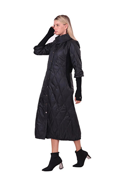 Invee Quilted Coat with Gloves Black 6378