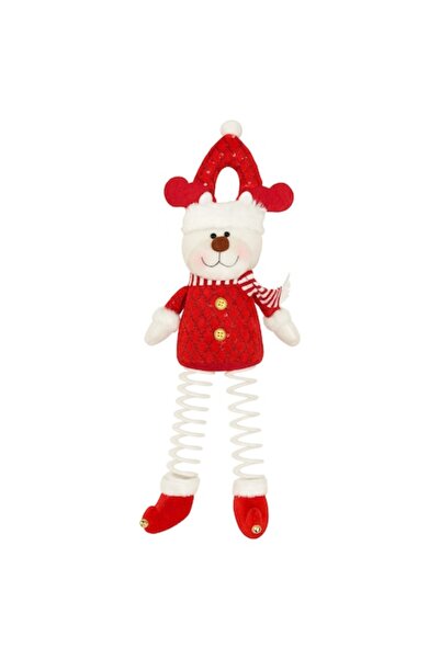 OEM Figurină de pluș ren de Crăciun, 45 cm, roșu/alb, cuier