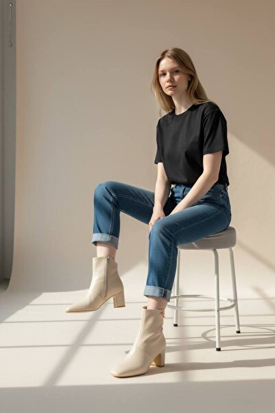 İST FİDAN KUNDURA Women's Ankle Length Accessory Detailed Heeled Boots - 801