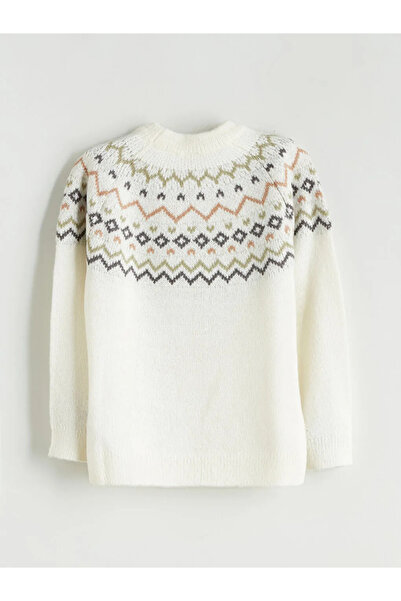 LC Waikiki Πλεκτό πουλόβερ για αγόρια LCW Kids σε μπεζ χρώμα με λαιμόκοψη