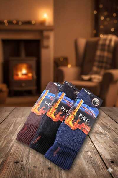 PRO HAVLU LAMBSWOOL (YÜN) THERMAL ERKEK ÇORAP, ASORTİ , 3'LÜ PAKET