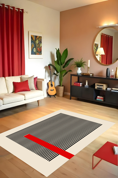 Liriya Dijital Baskı Bohem Tarz Kaymaz Taban Leke Tutmaz Makinada Yıkanabilir...