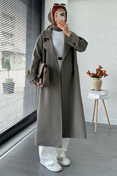 MELEK ARAZ Premium Pocketed Oversized Women's Trench Coat – Khaki