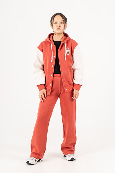 GİYİCEM TEKSTİL Girl's 3 Thread Winter Basic Wide Leg Sweatpants 6020