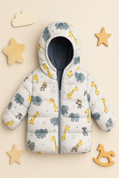 DeKuBaby Nou sezon, model grafic drăguț, fleece interior, K cu glugă , haină pentru bebeluși și copii