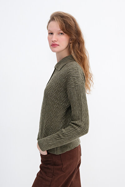 Addax Buttoned Collar Knitwear Sweater K3457