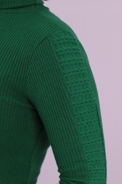 armonika Γυναικεία μπλούζα με πράσινο λαιμόκοψη με ρίγες με μαλακή υφή ARM-26K001043