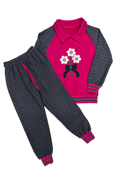 MODANINO طقم بناتي مكون من قطعتين مطرز بالبابونج مع تفاصيل مضلعة من 3 خيوط 12322