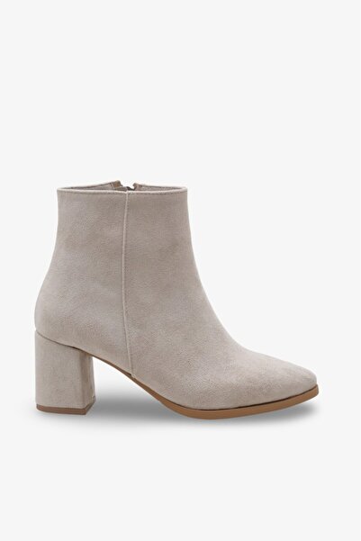 İNNABUTİKK Melida Kadın Topuklu Bot Bej Süet