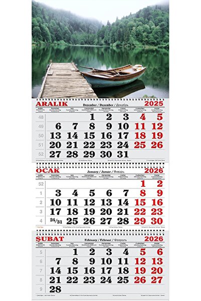 GENC DIJITAL BASKI 2026 Yılı Gemici Takvimi-Ormanın İçerisinde Göl ve Tekne