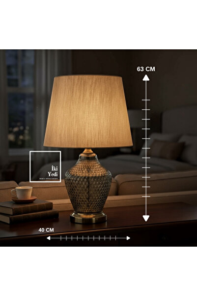 77 Zaragoza Büyük Cam Abajur Lüks Masa Lambası 63 cm Aydınlatma Dekorasyon Ür...