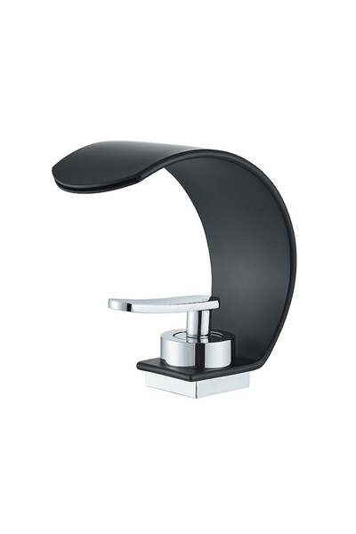 NEXTLY Baterie cascadă premium neagră, design modern, cupru, montare pe blat/chiuvetă