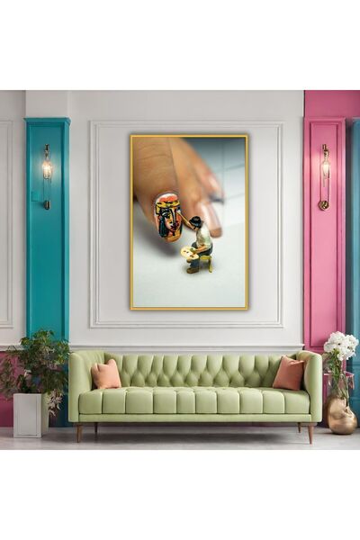 GAAGART Metal Çerçeveli Cam Tablo Güzellik Merkezi Tablosu Nail Art