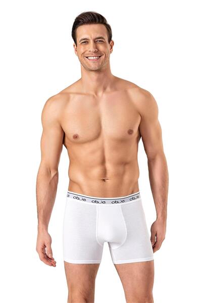 OBJE Men's White External Elastic Boxers