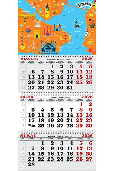 GENC DIJITAL BASKI 2026 Yılı Gemici Takvimi-İstanbul Turistik Haritası