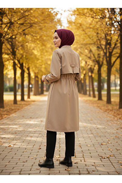 JALİA Cepkenli Fermuarlı Beli Büzgülü Araboy Trench