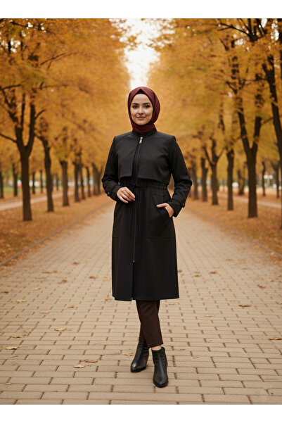 JALİA Cepkenli Fermuarlı Beli Büzgülü Araboy Trench