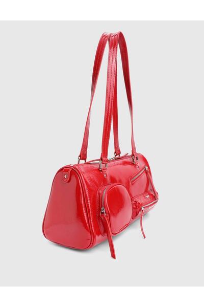 İLVİ حقيبة كتف نسائية من الجلد الأحمر اللامع من Stery