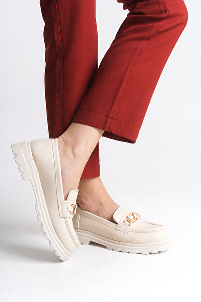 Riccon Women's Loafer 0012506 Beige