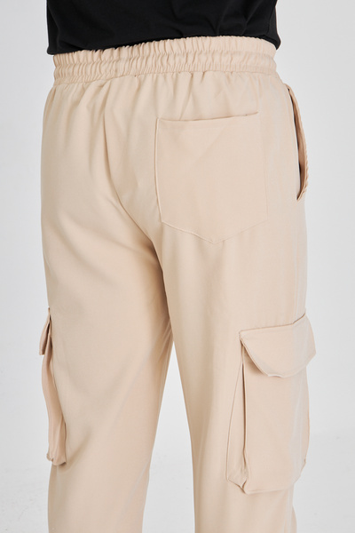 masso moda Double Fabric Cargo Pocket Elastic Waist Trousers