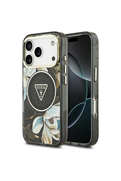 Guess Carcasă originală MagSafe pentru iPhone 17 Pro - Triunghi cu sclipici m...