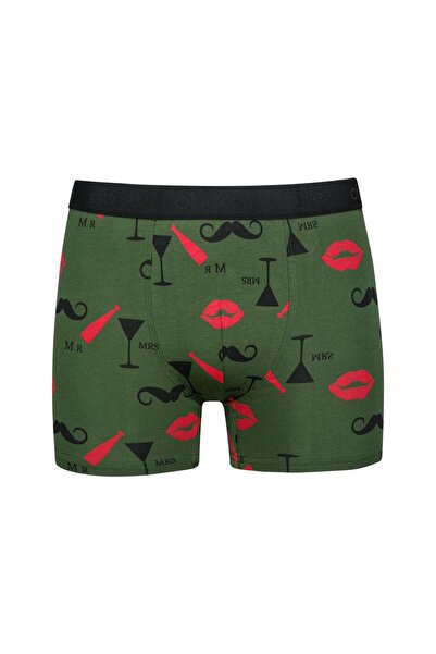 OBJE Erkek Bıyık Desenli Boxer