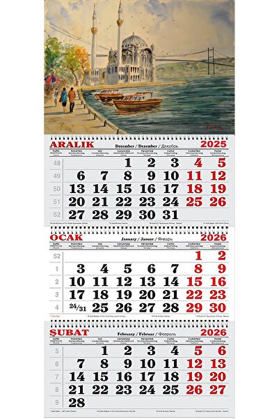 GENC DIJITAL BASKI 2026 Yılı Gemici Takvimi-Büyük Mecidiye Camii Çizim