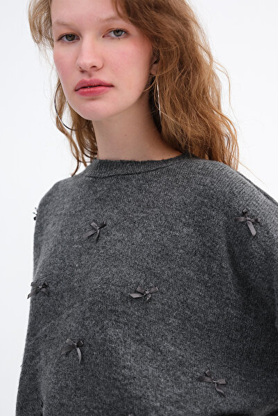 Addax Bow-Knotted Knitwear Sweater K2408