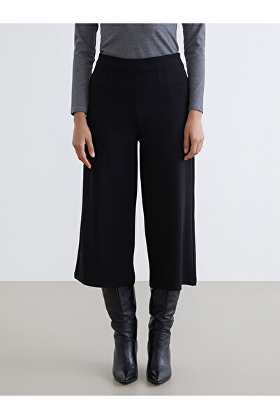 LC Waikiki Black Zippered Wide Leg Women's Trousers