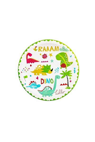 DAMUR Set of 10 Party Plates, Dino Park Collection, 23 cm Diameter, Cardboard...