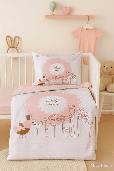 Mira Home طقم غطاء لحاف للفتيات حديثي الولادة 100% قطن للاستحمام