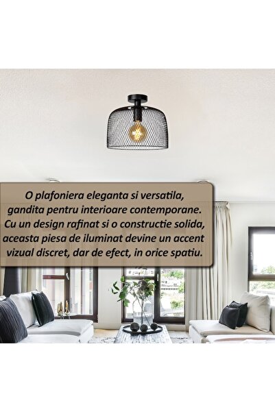 NEXTLY Contemporary Black Metal Geometric Pendant Light, E27, LED Compatible, 60W, 26.5x29.5cm