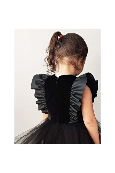 Shecco Babba Girl's Leather Detailed Tutu Dress 6-10 Years - Black9-10 Years
