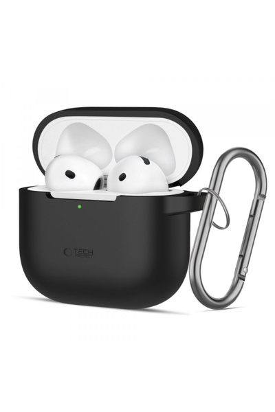 Apple Husa Tech-Protect Silicone Hook pentru AirPods 4, Neagra