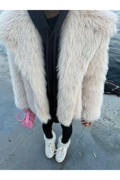 ParlaMira Γυναικεία oversized βελούδινη ψεύτικη γούνα