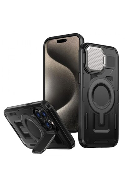 Stef's Cat Carcasă MagSafe pentru Apple iPhone 15 Pro Max, CamVault, Neagră