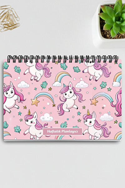 qoeuyl boutique Εβδομαδιαίος προγραμματιστής με θέμα το ροζ μονόκερος, με σπε...