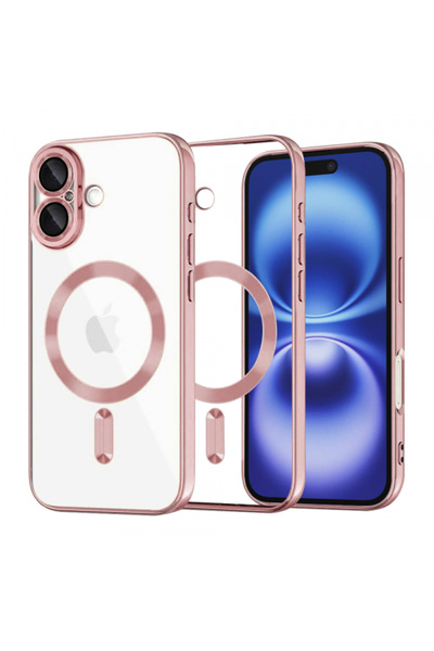 Apple Калъф MagSafe за iPhone 16, Techsuit, Луксозен кристал, Розов