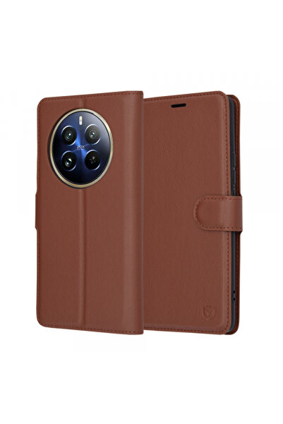 realme Husa pentru 12 Pro / 12 Pro+, Techsuit, Leather Folio, Maro