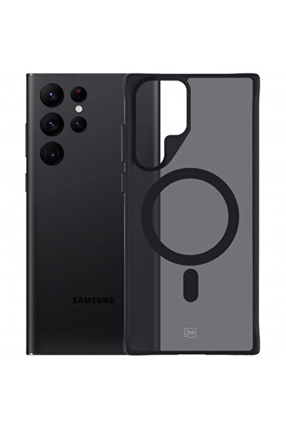 Samsung Husa MagSafe pentru Galaxy S22 Ultra 5G S908, 3MK, Smoke MagCase, Neagra