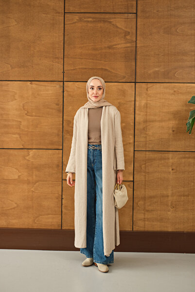 LOCCO Γυναικεία μακριά πλεκτά παλτό Ζακέτα Πέτρα