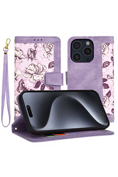 Apple Калъф за iPhone 15 Pro, Techsuit, FlipCraft, Лилав