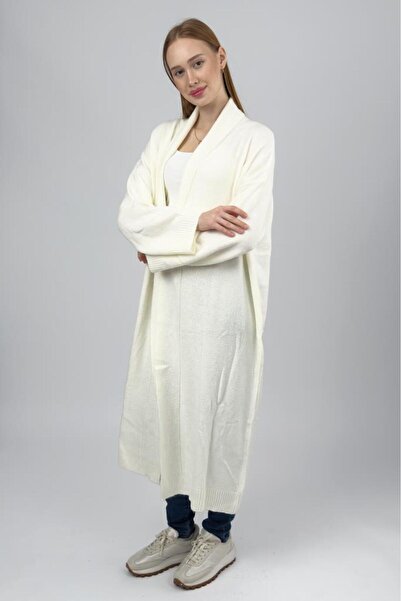 Betimoda Women's Shawl Collar Long Knit Cardigan Ecru
