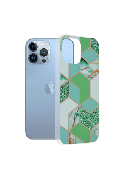Apple Husa pentru iPhone 13 Pro Max, Techsuit, Marble, Verde