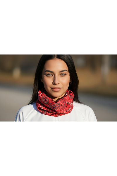 Bheka Concept Unisex Red Paisley Patterned Multi-Purpose Buff – Bandana & Neck Gaiter