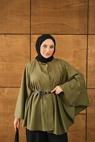 LOCCO Μπουφάν Gabardine με Ζώνη Πράσινο